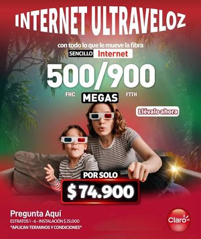 🚀 Internet 900MB Claro para tu hogar