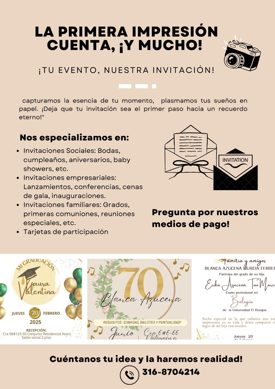 Invitaciones , tarjetas(digitales ) sociales y empresariales